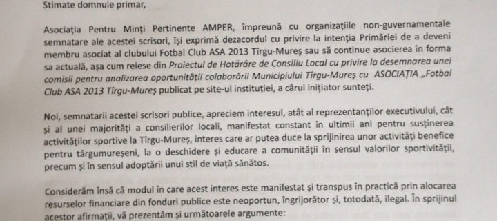 Scrisoare deschisă de protest împotriva asocierii Primărie – ASA