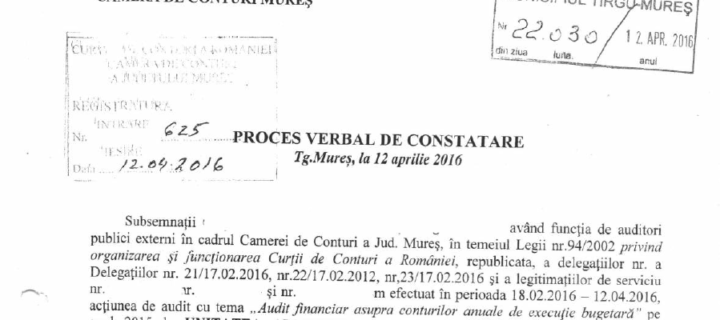 Raportul de audit al Curții de Conturi la Primăria Tîrgu-Mureș